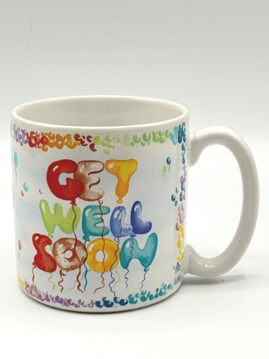 Flowers, Inc. Balloons Other - Get Well Soon Mug Balloons 1989 Vintage Ceramic 10oz Coffe Cup Colorful